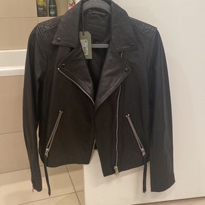 NWT All Saints Womens Dalby Biker Jacket Size 10